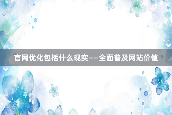 官网优化包括什么现实——全面普及网站价值
